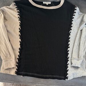 NWOT Gilded Intent Black and Gray Long Sleeve Top